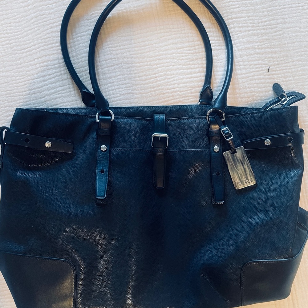 Tumi Black Leather Travel Bag